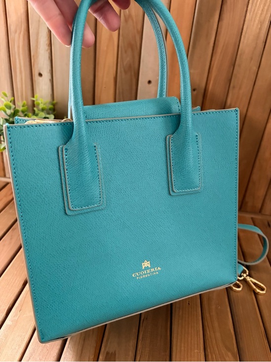 Cuoieria Fiorentina Handbags - Cuoieria Fiorentina Italian Mini Structured Tote Crossbody Quiet Luxury in Teal